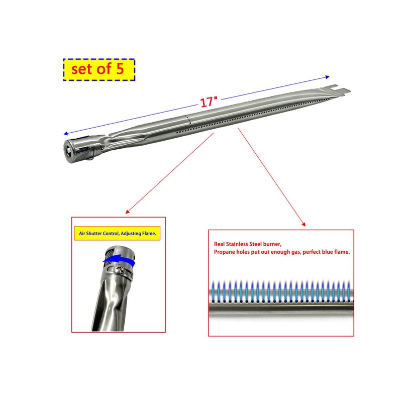 Direct store Parts Kit DG257 Replacement for Ducane 5 Burner 30500701/30500097 Gas Grill Repair Kit Stainless Steel Burners & Heat Plates - Image 3